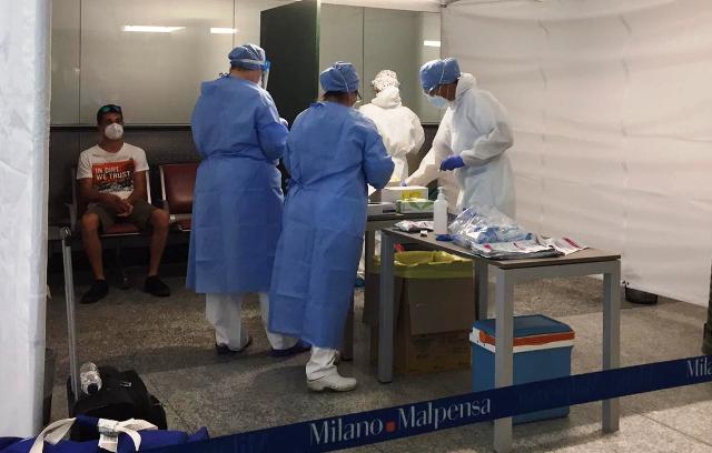Tamponi Covid a Malpensa