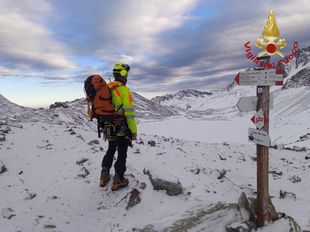 Persona soccorsa in alta valle Po