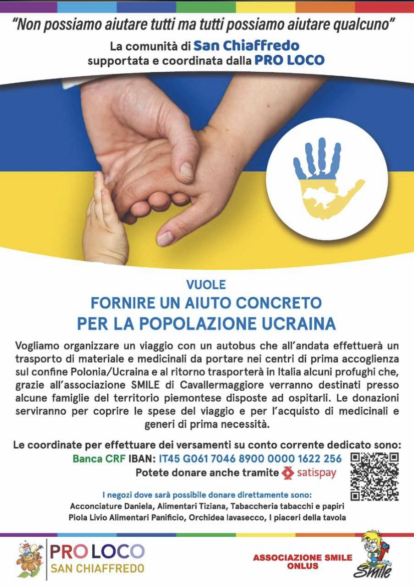 San Chiaffredo con la Pro Loco si mobilita per l’Ucraina