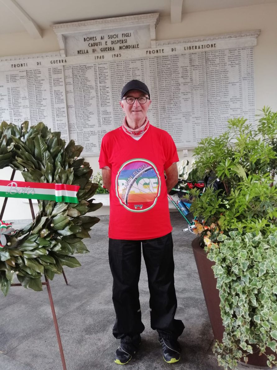 Giovanni Bloisi, il “ciclista della memoria”, a Boves
