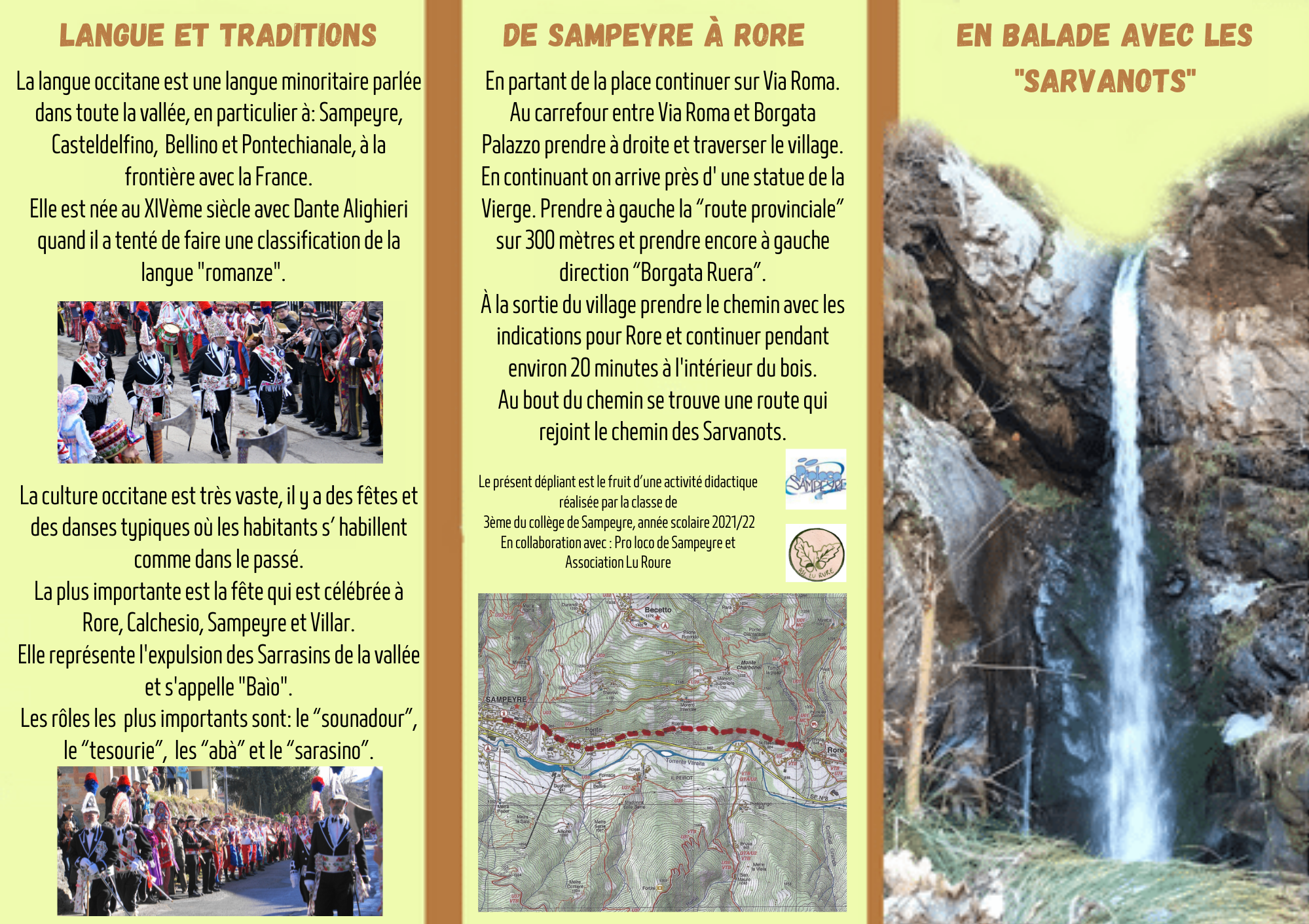 Alunni di Sampeyre realizzano pieghevole sul sentiero dei Sarvanot di Rore