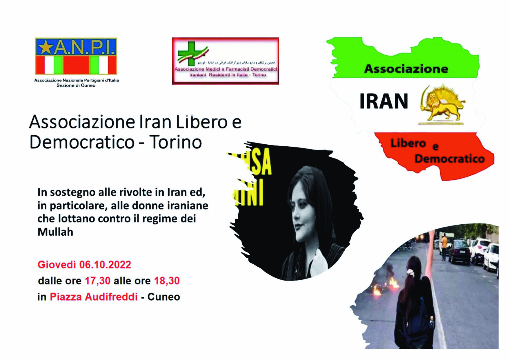 Giovedì 6 ottobre a Cuneo una manifestazione per le donne iraniane