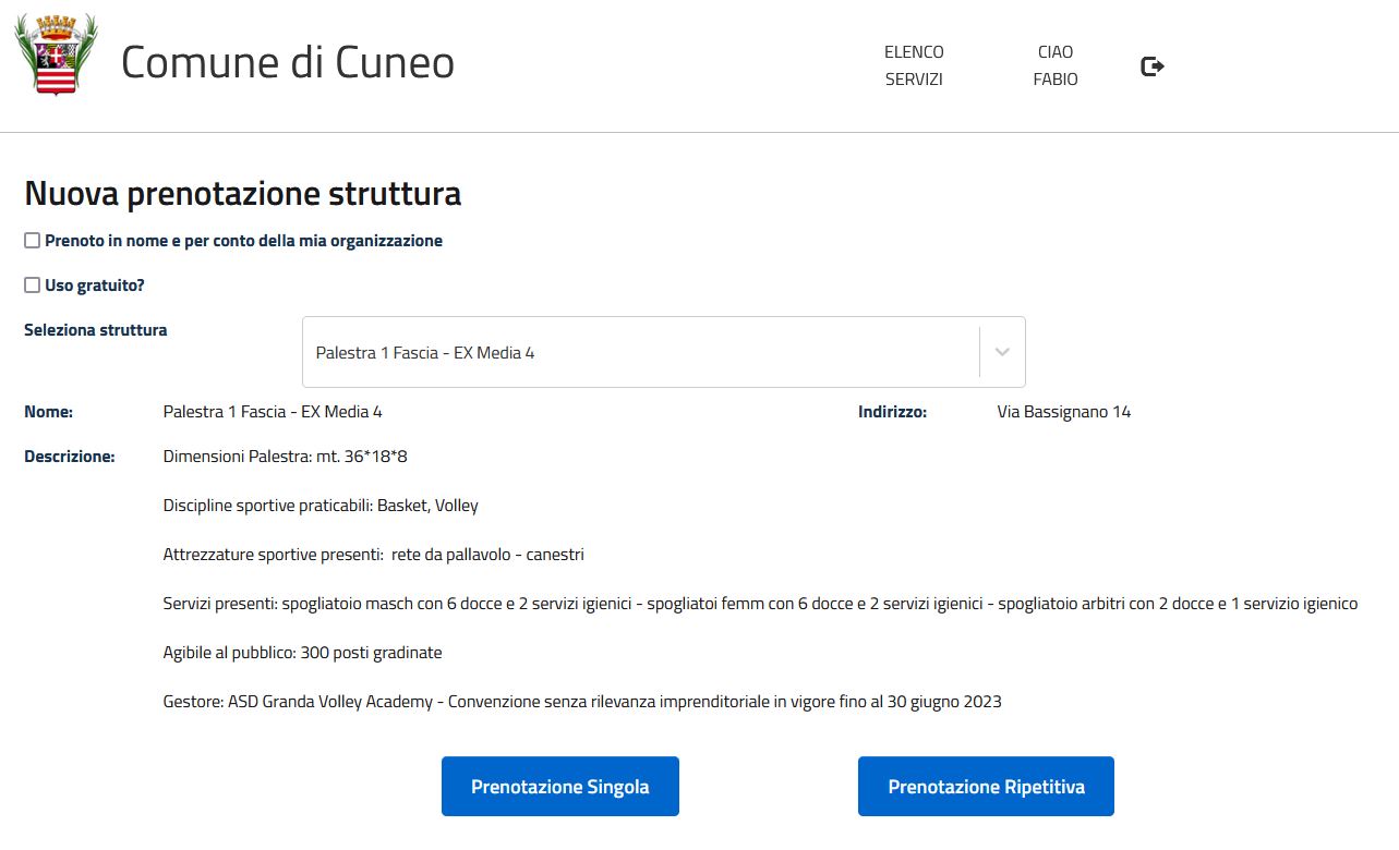 Cuneo, gli impianti sportivi comunali si prenotano on line
