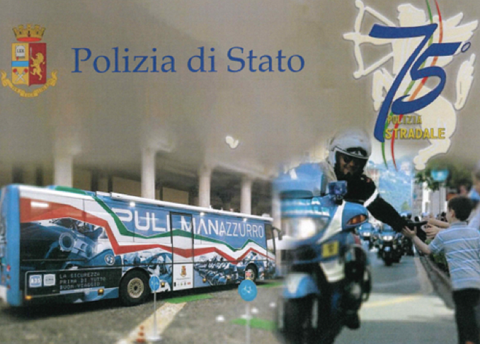 Annullo filatelico per il 75° anniversario della Polizia Stradale