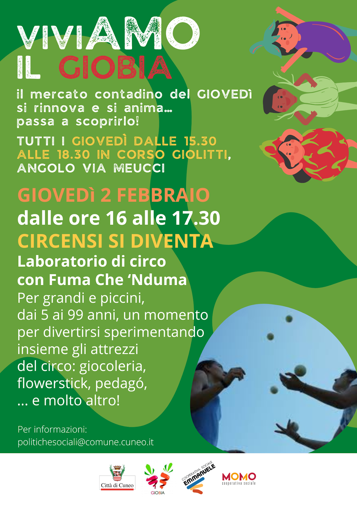 “Circensi si diventa” con Fuma Che ‘Nduma durante il Giobia in corso Giolitti