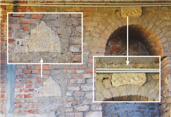 Caraglio, San Lorenzo: resti scultorei dell’VIII secolo, forse traccia dell’antica chiesa plebana.