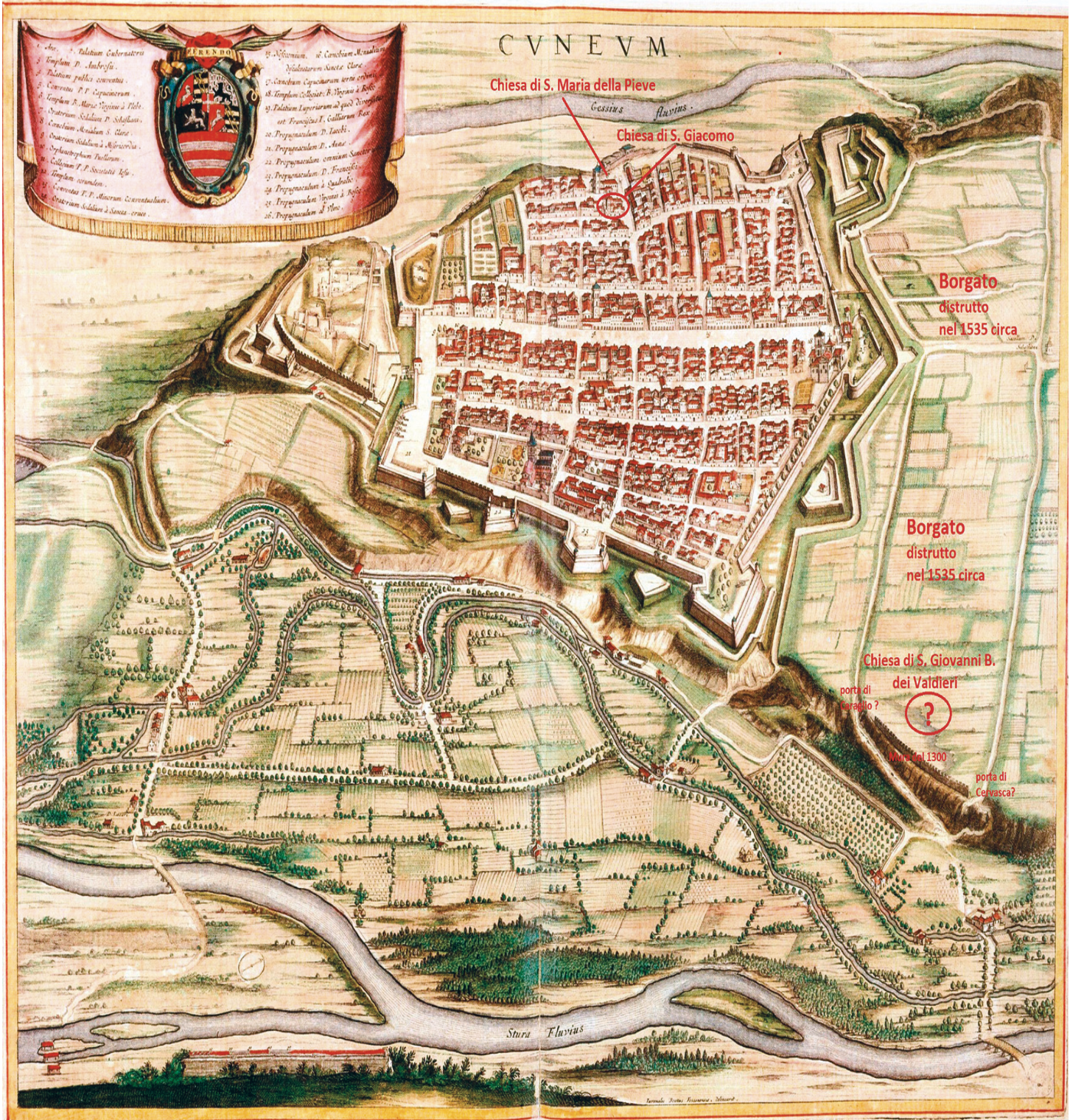 Piantina di Cuneo del 1665
