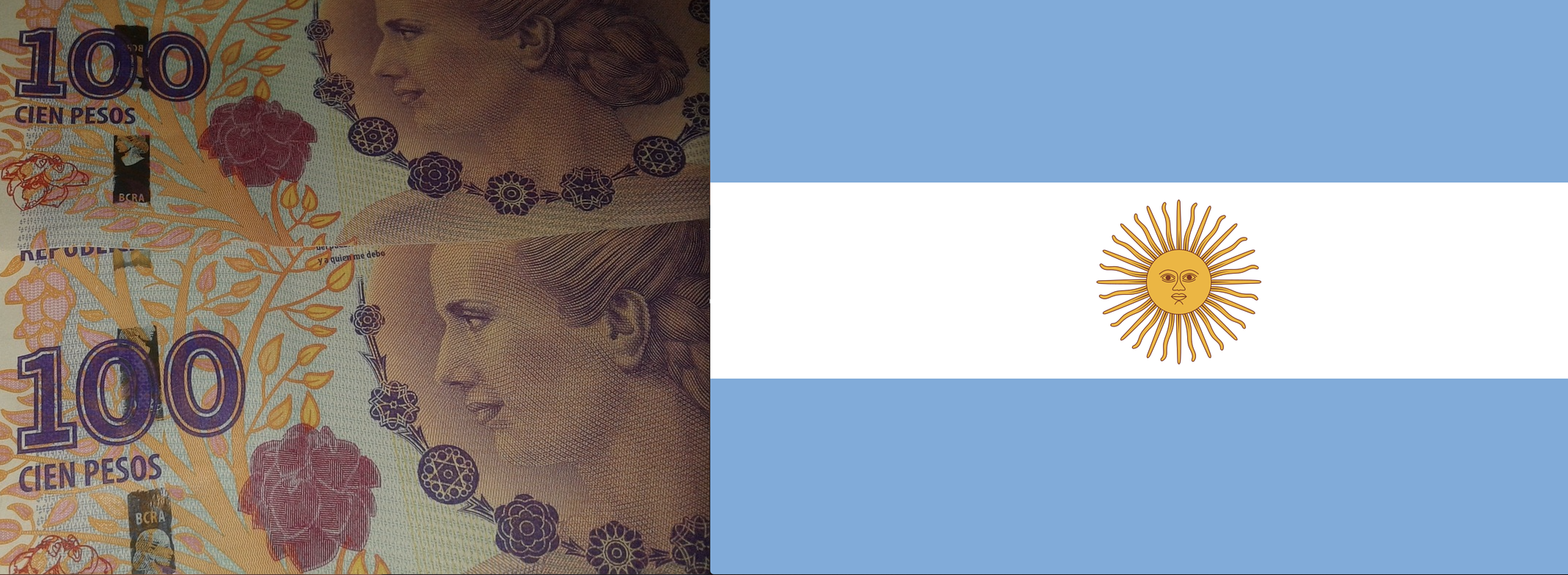 bandiera e pesos argentini