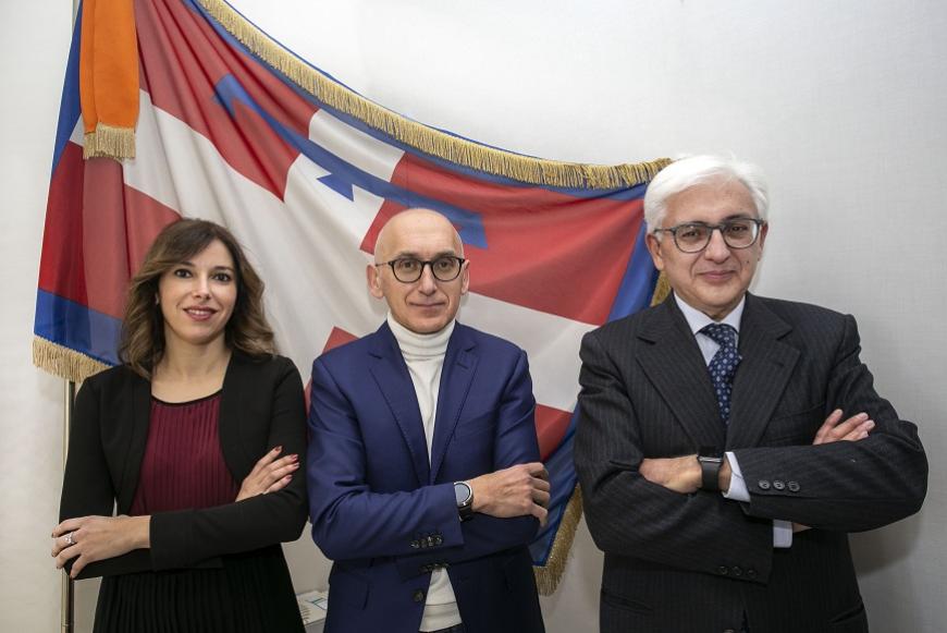 il presidente Corecom Piemonte Vincenzo Lilli, la vicepresidente Alessia Caserio e il commissario Marco Briamonte