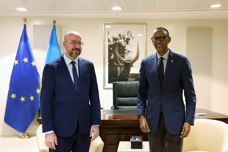Charles MICHEL (President of the European Council), Paul KAGAME (President of Rwanda) Copyright: European Union