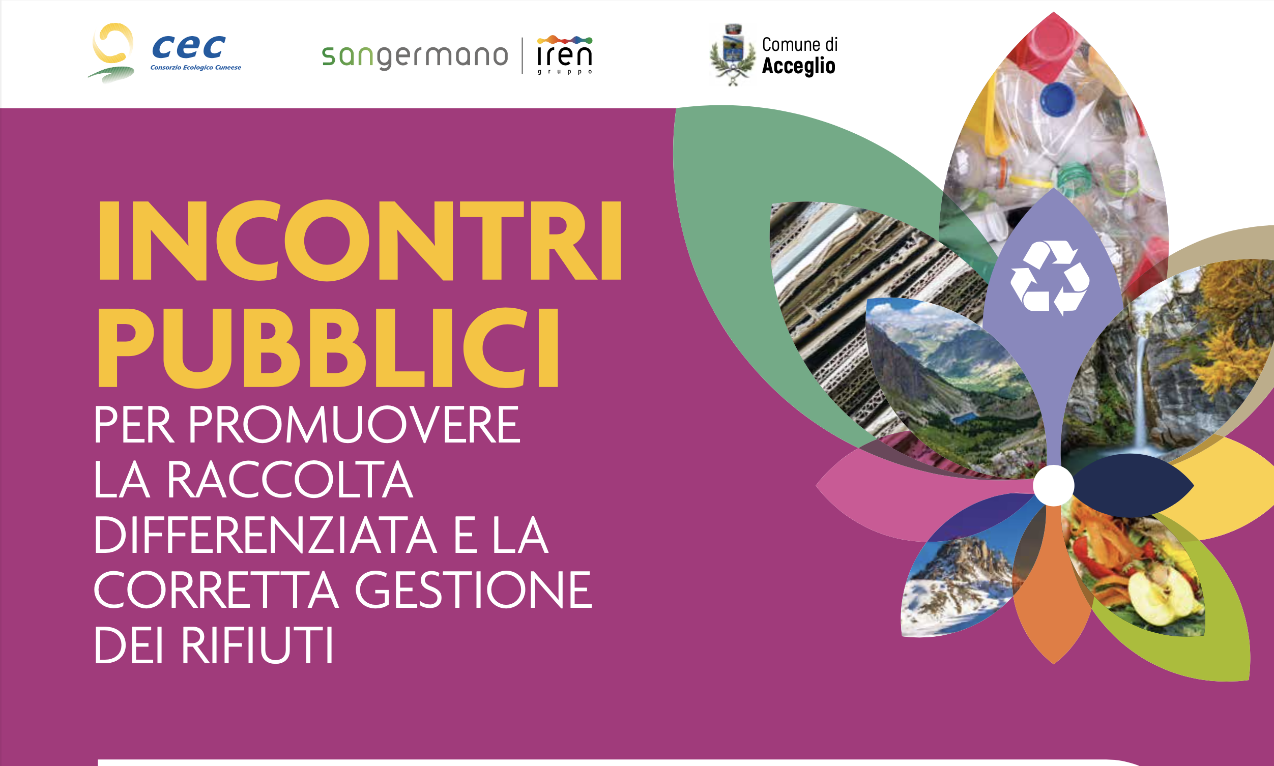 Acceglio, incontri pubblici per la raccolta differenziata e la corretta gestione dei rifiuti