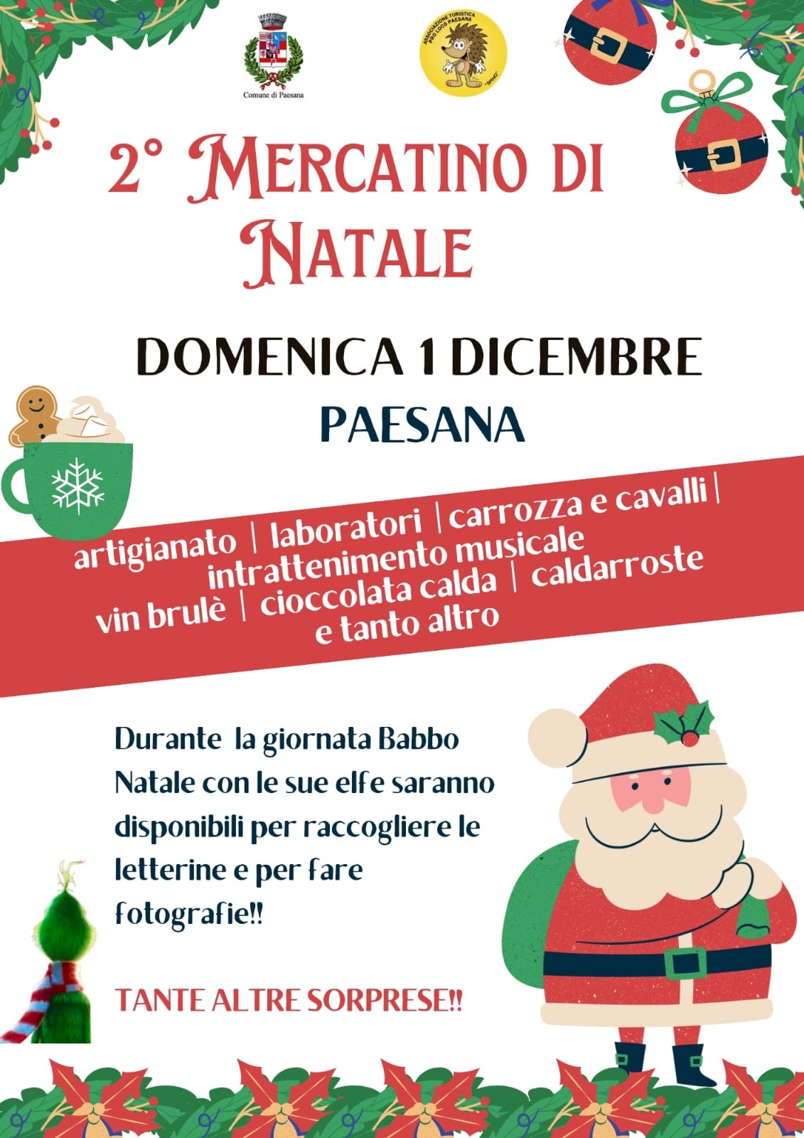 Domenica 1 dicembre torna il mercato di Natale di Paesana