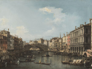 Canaletto- Veduta di Venezia con il Ponte di Rialto da Palazzo Dolfin-Martin