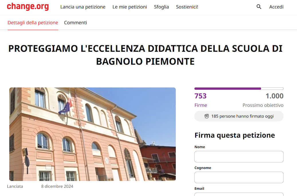 Petizione online per proteggere la scuola di Bagnolo