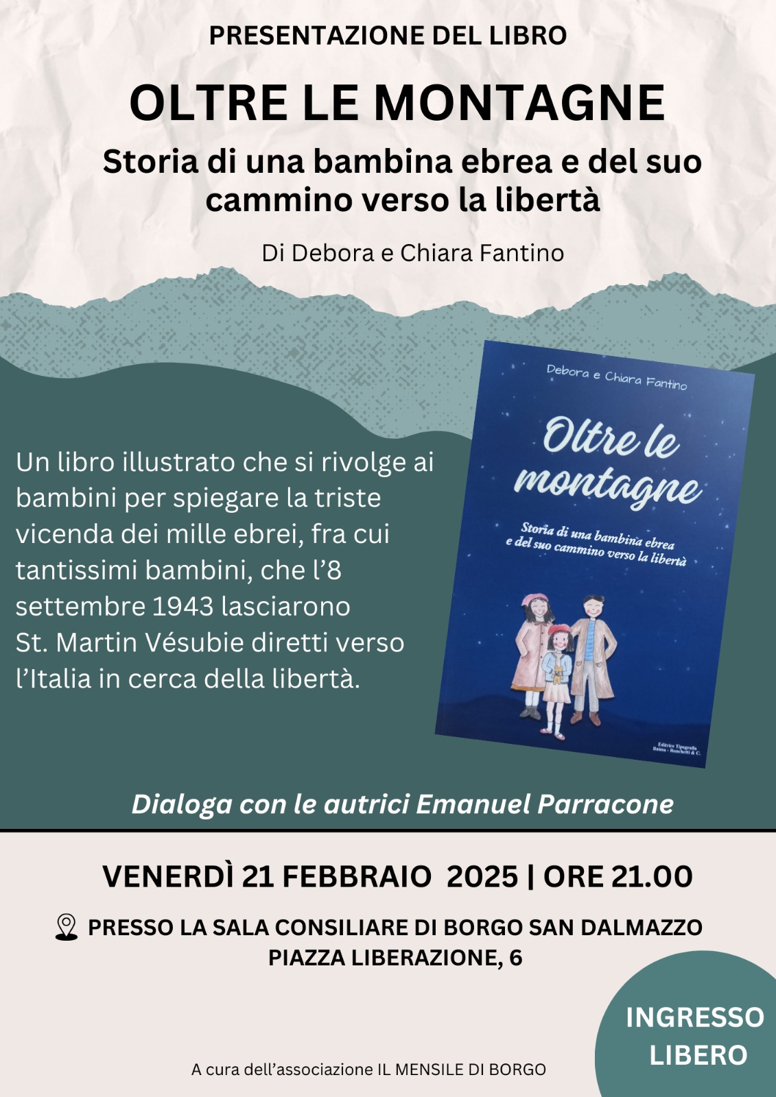 Borgo, si presenta il libro “Oltre le montagne”