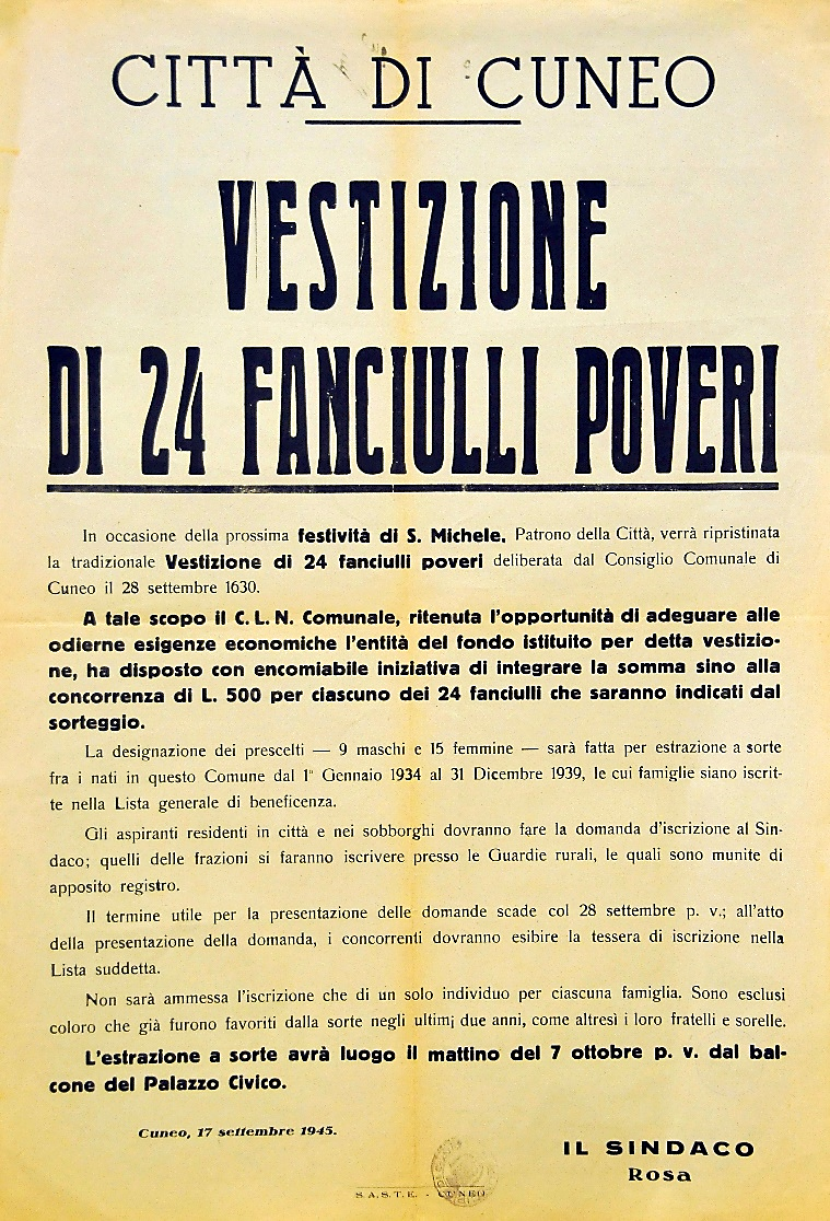 vestizione di 24 fanciulli poveri rubrica cerutti sui muri di c