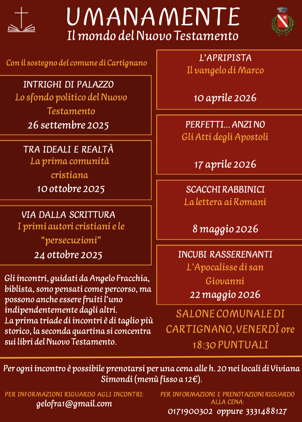 rassegna di incontri Angelo Fracchia