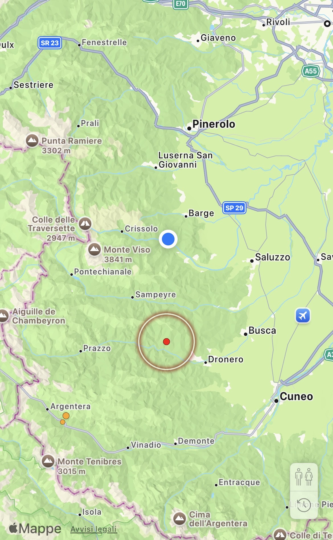 terremoto a San Damiano Macra