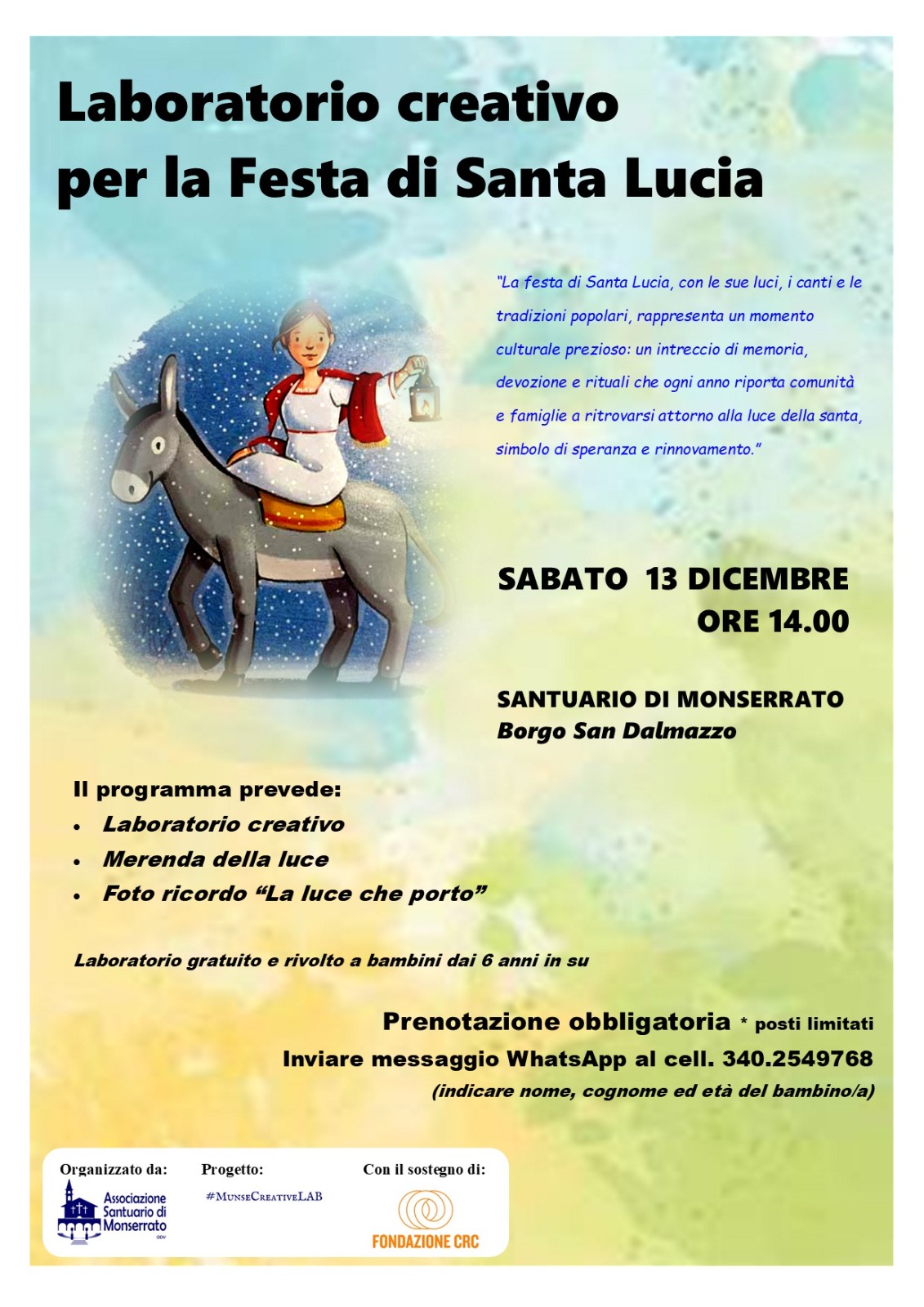 A Monserrato un laboratorio in occasione della festa di Santa Lucia