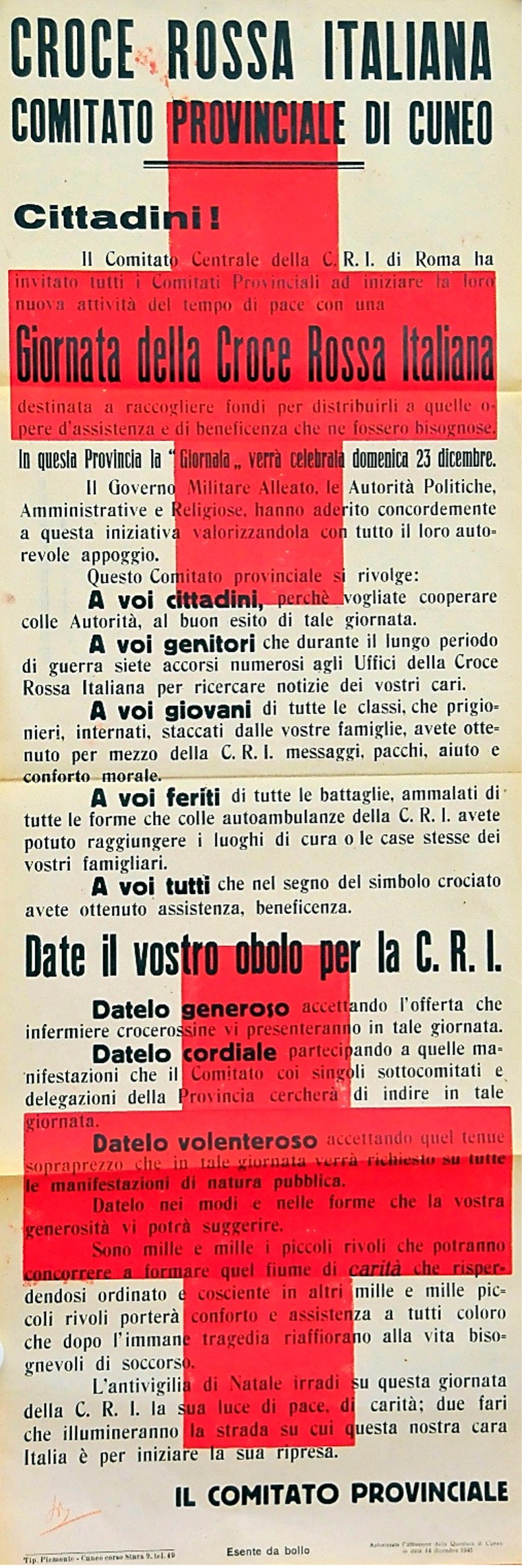 Manifesto Cuneo 1945