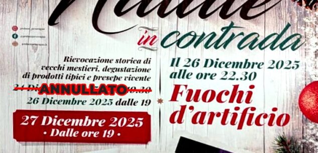 La Guida - Natale in Contrada, annullato l’esordio del 24 dicembre