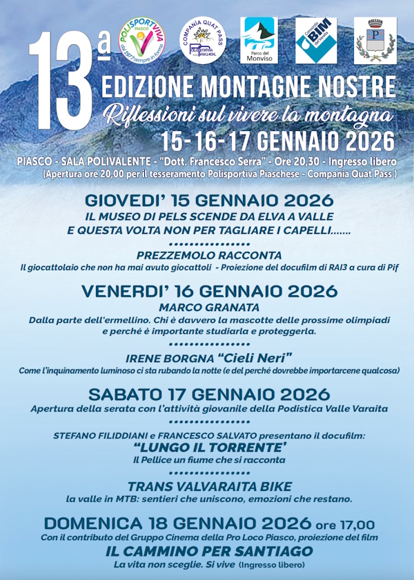 A Piasco la 13ª edizione di “Montagne Nostre”