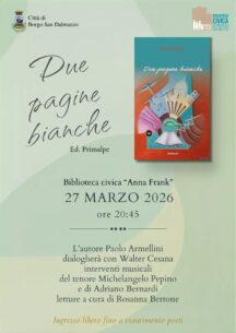 "Due pagine bianche", Paolo Armellini alla biblioteca di Borgo