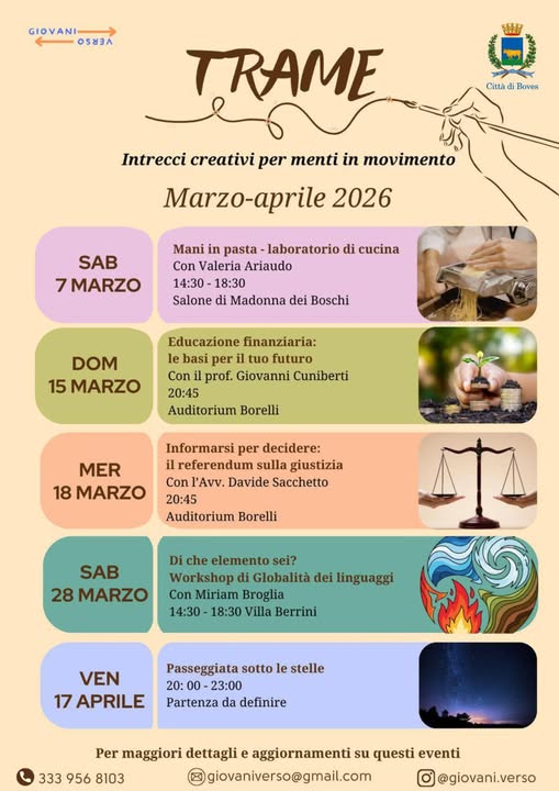 A Boves le iscrizioni per il nuovo appuntamento di “Trame”