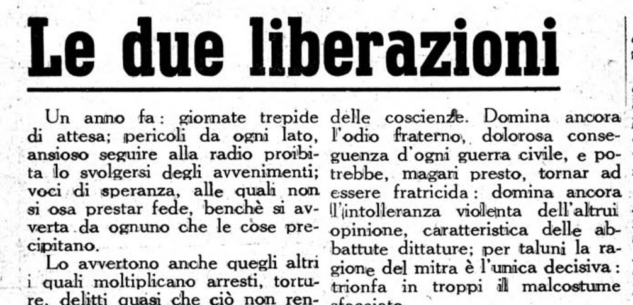 La Guida - “Le due liberazioni”, parole profetiche su La Guida 80 anni fa