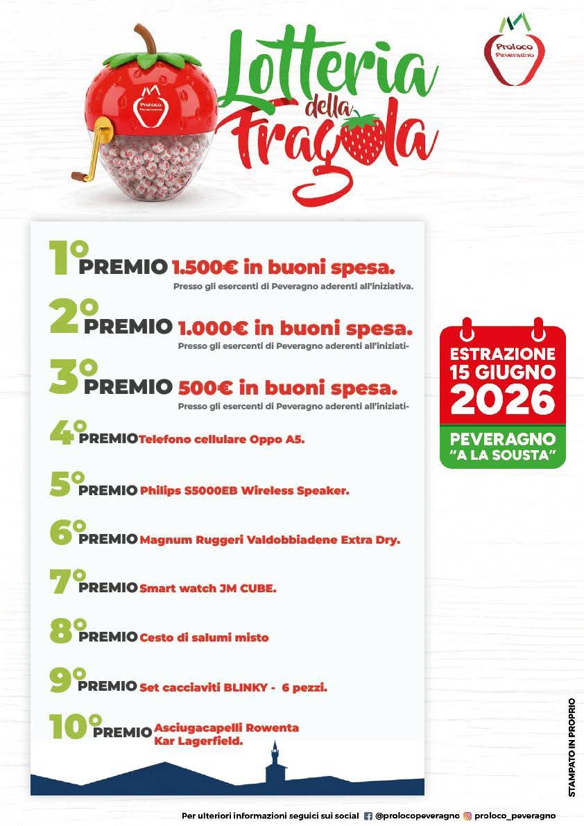 I biglietti vincenti della lotteria della fragola a Peveragno