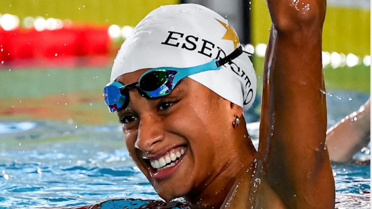Sara Curtis oggi in vasca per la finale dei 100 metri stile libero