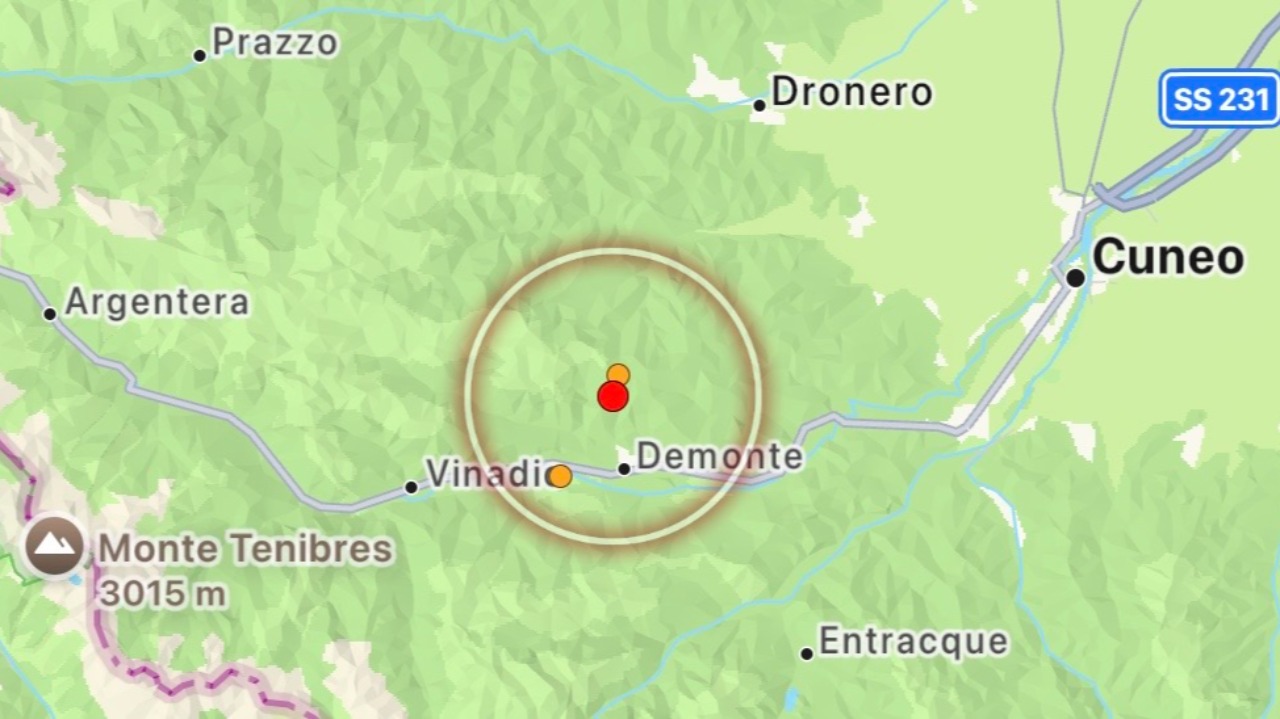 Scossa di terremoto a Demonte di magnitudo 2.1